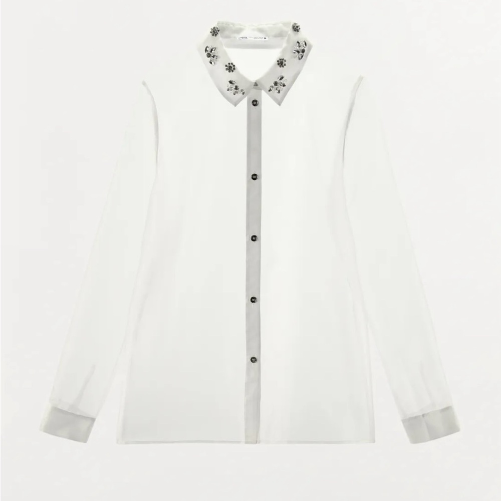 Brand New Zara Organza Jewel Top in Size M